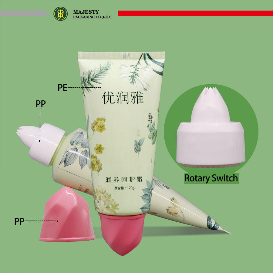 Personnaliser 120g Floral Design PE Squeez Tube Emballage cosmétique en plastique mignon pour la crème pour les mains en forme de fleur et le rouge à lèvres