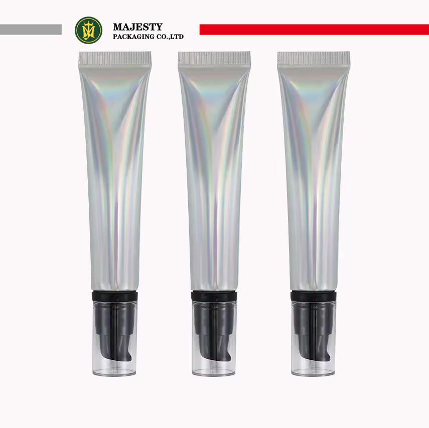 Tête de pompe à Tube à presser ABL souple, Laser argent personnalisé, 10ml 15ml 20ml, pour cosmétiques, crème pour les yeux, Tube de protection solaire