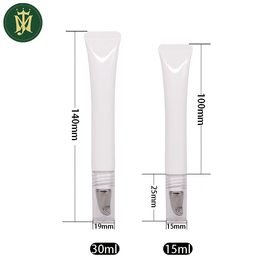 Emballage de tube cosmétique en plastique Tube de baume à lèvres pour crème pour les yeux petit volume avec emballage de tube applicateur incliné en alliage de zinc ou en céramique