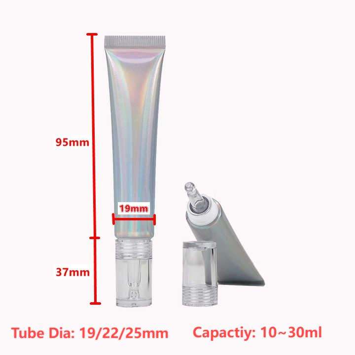 Récipient personnalisé pour crème pour les yeux, Tube PE souple argenté de 10ml 20ml avec étiquette UV pour cosmétiques, Tube à presser ABL