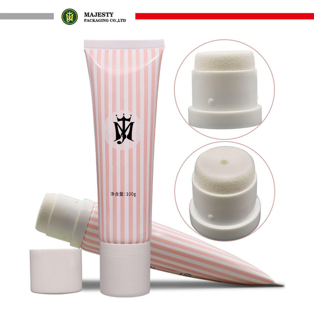 Tube en plastique personnalisé avec applicateur d'éponge pour crème dépilatoire, emballage cosmétique, Tube de soins de la peau, emballage de Tube en plastique