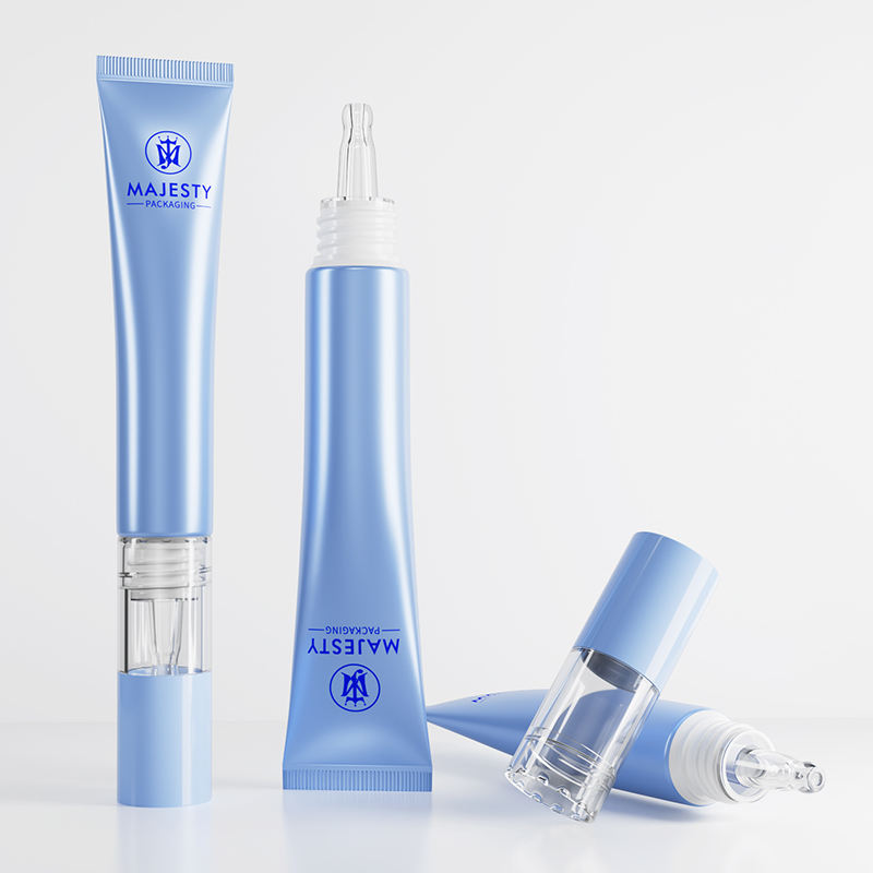 Tube de crème cosmétique pour les yeux et de masque facial en plastique souple personnalisé avec compte-gouttes transparent pour les soins de la peau, emballage à presser pour Essence