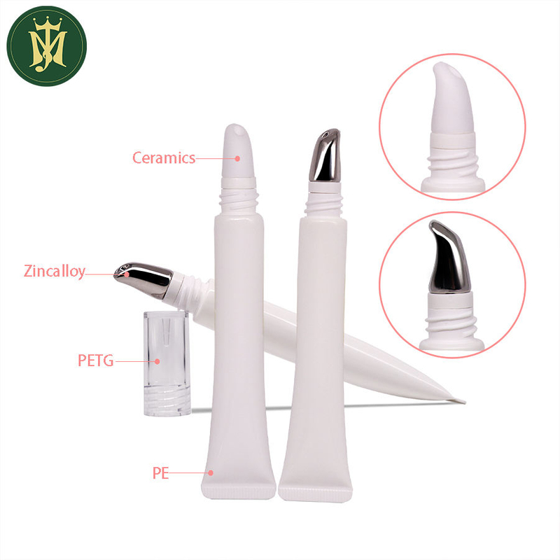 Tube en céramique de crème pour les yeux cométique personnalisé de 10 ml 15 ml 20 ml avec tête en alliage de zinc emballage en plastique vide pour usage cosmétique