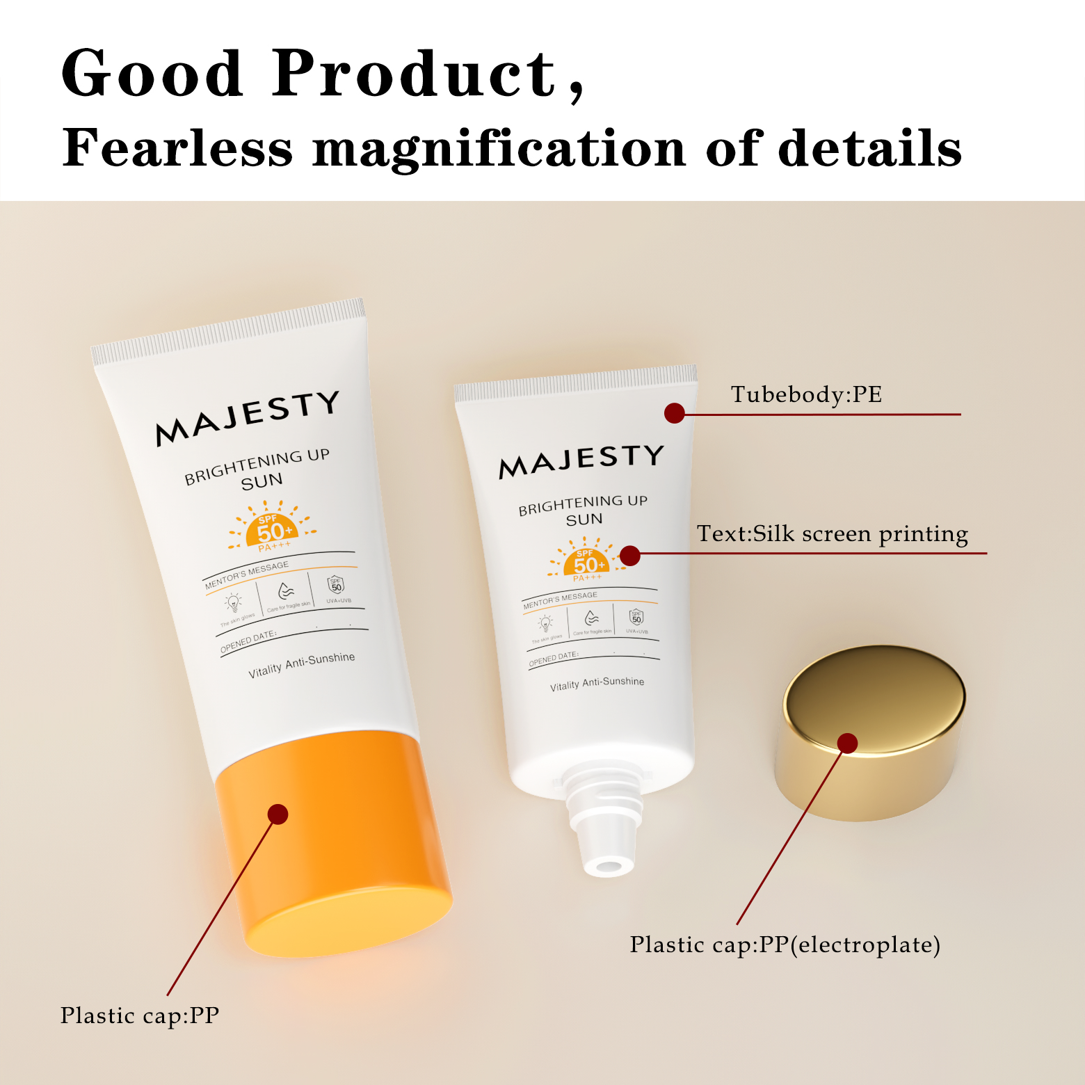 Funtoral ODM / OEM Fabriqué entièrement personnalisable Tube de crème solaire avec bouchon à vis