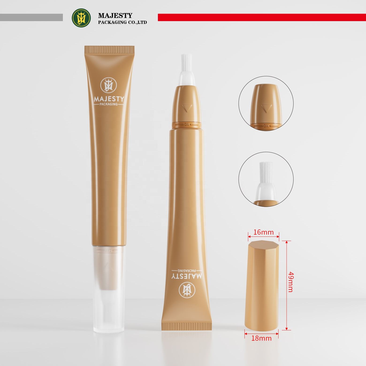 Tube cosmétique en plastique PE avec tête de Massage à bille en acier inoxydable, applicateur de brosse pour brillant à lèvres et lotion, emballage cosmétique