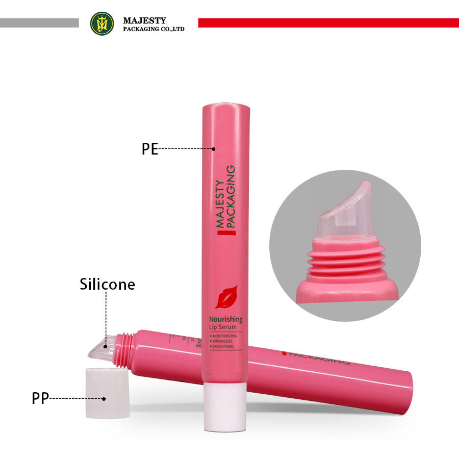 Tube cosmétique souple pour rouge à lèvres, brillant à lèvres, baume à lèvres avec applicateur en Silicone souple, emballage cosmétique en plastique, Tube en plastique de 10 à 30ml