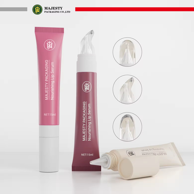 Tube de rouge à lèvres et de brillant à lèvres en PP souple personnalisé, avec applicateur et compte-gouttes en plastique à bouchon à vis, pour cosmétiques