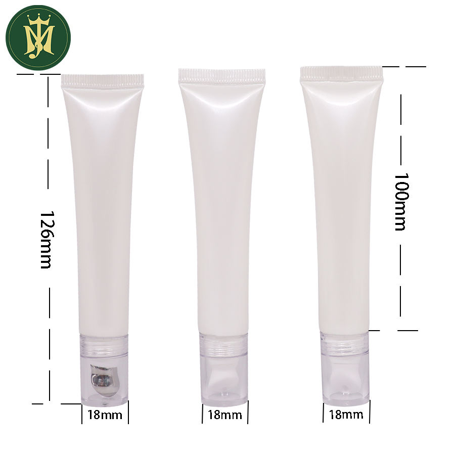 Emballage de tube cosmétique en plastique vide pour baume à lèvres pour crème pour les yeux 10 ml 15 ml 30 ml de forme ronde avec tube applicateur en alliage de zinc ou en céramique