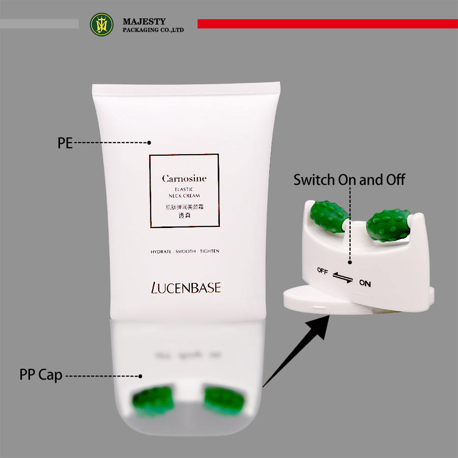 Tube de crème pour le cou en Silicone de forme ovale, 120g, à personnaliser, à usage cosmétique, avec 2 têtes de rouleau et fonction d'interrupteur marche/arrêt