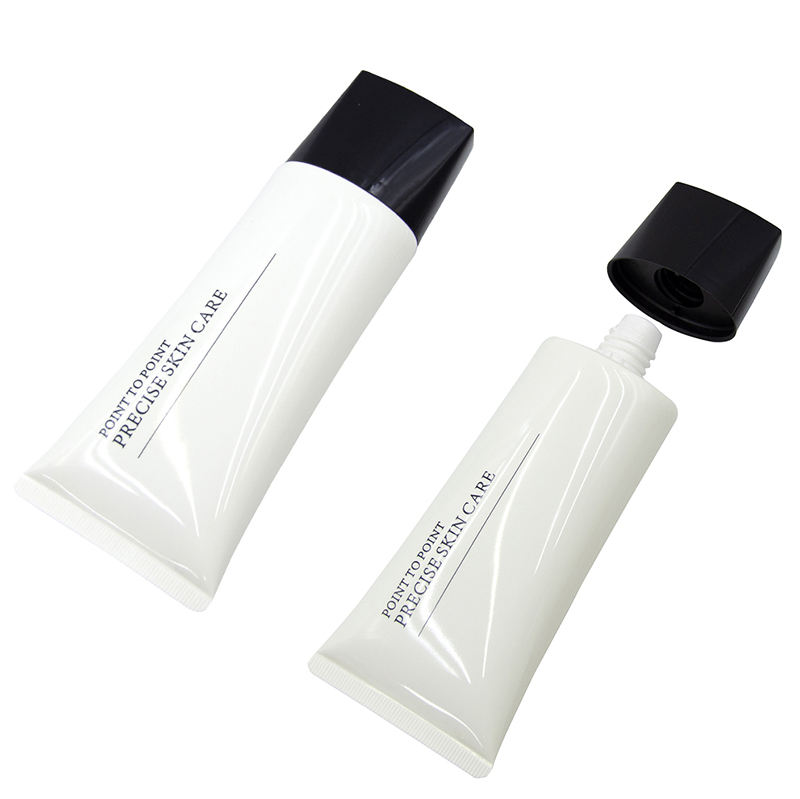 Tube à presser en plastique souple pour crème nettoyante pour les yeux, protection solaire, conception à rabat pour les soins de la peau