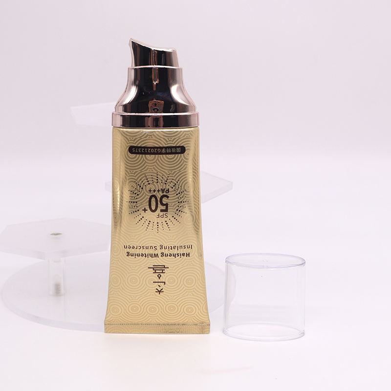 Tube laminé OEM haute brillance 50ml ABL/PBL, pompe sans air ovale plate, sérigraphie, crème pour le visage BB, emballage de Tube de Base de maquillage