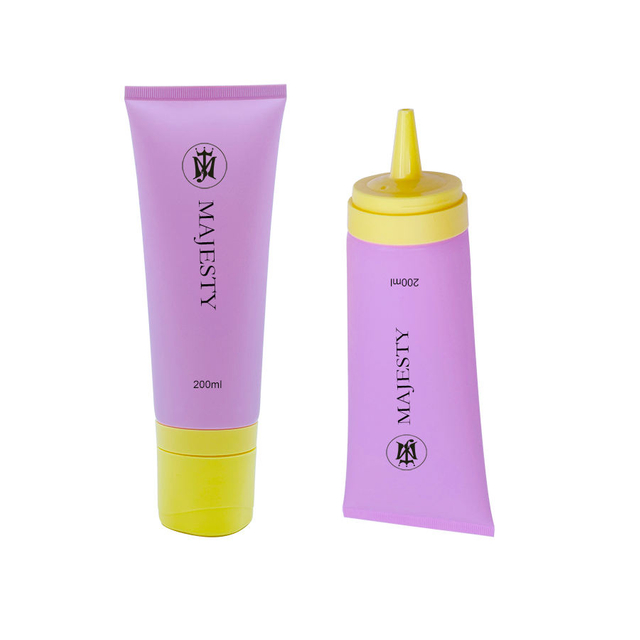 Tube en plastique fait sur commande de conditionneur de cheveux de Tube mou cosmétique de Tube de Gel douche de shampooing de 200ML avec le long capuchon de buse