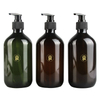 Recyclé 300 ml 500 ml vide ambre clair shampooing et revitalisant ensemble emballage en plastique lavage des mains bouteille en PET avec pompe