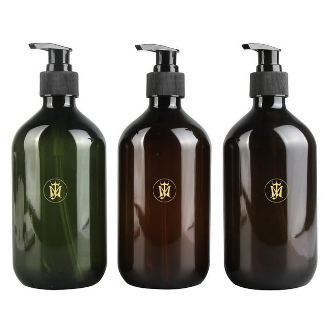 Recyclé 300 ml 500 ml vide ambre clair shampooing et revitalisant ensemble emballage en plastique lavage des mains bouteille en PET avec pompe