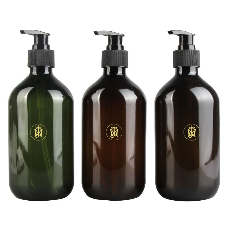 Recyclé 300 ml 500 ml vide ambre clair shampooing et revitalisant ensemble emballage en plastique lavage des mains bouteille en PET avec pompe