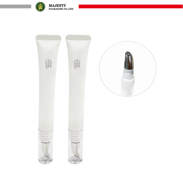 Emballage de Tube de crème pour les yeux en plastique avec applicateur en alliage de Zinc, emballage de soins cosmétiques en plastique, Tube personnalisé de 10ml 15ml 30ml
