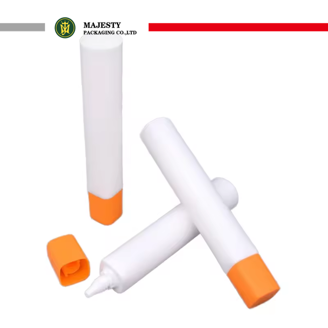 Tube à presser en plastique souple PE personnalisable, crème de protection solaire à capuchon carré de 10 à 15g pour le lavage des mains et du visage, utilisation cosmétique avec bouchon à vis