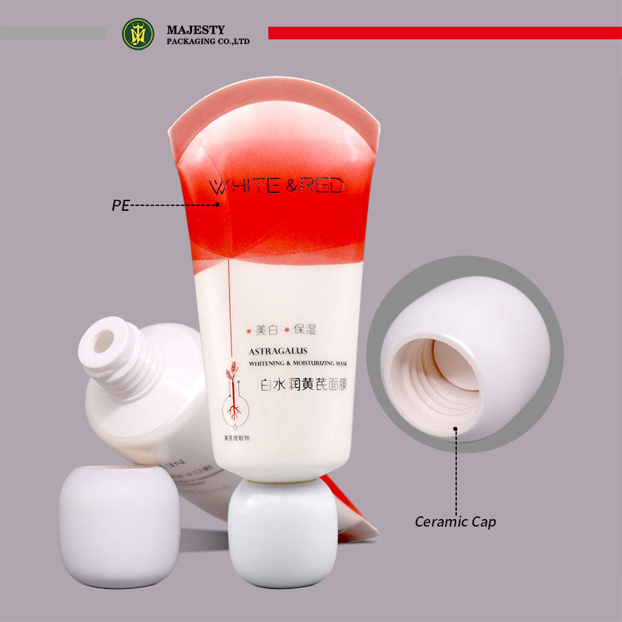 Tube à capuchon en céramique pour lotion pour le corps et crème pour les yeux, récipient en plastique à fermeture sectorielle de 30 à 50ml avec sérigraphie à usage cosmétique