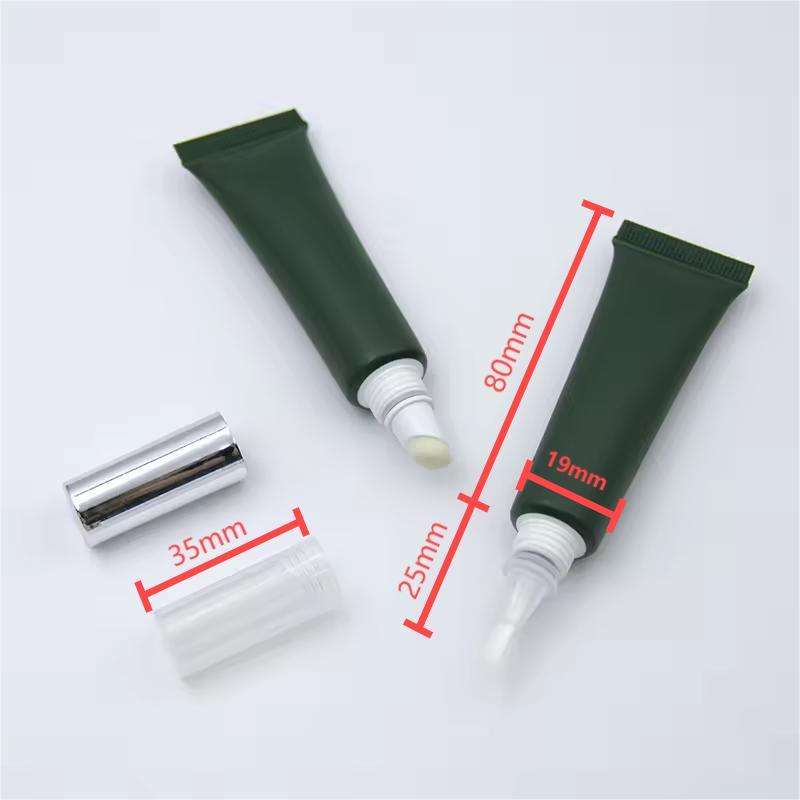 Tubes en plastique souple PE OEM et ODM 10ml, avec brosse et applicateur en Silicone, brillant à lèvres, bâton à lèvres, baume à lèvres, Tube de brosse à ongles