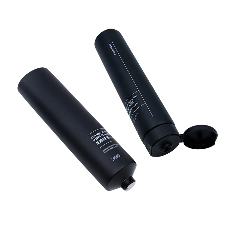 Tube cosmétique en plastique PE noir mat personnalisé 60 ml-100 ml, vente en gros, tubes d'emballage de soins de la peau à couvercle rabattable