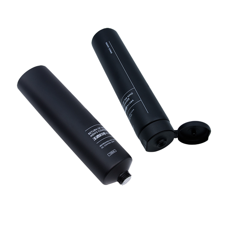 Tube cosmétique en plastique PE noir mat personnalisé 60 ml-100 ml, vente en gros, tubes d'emballage de soins de la peau à couvercle rabattable