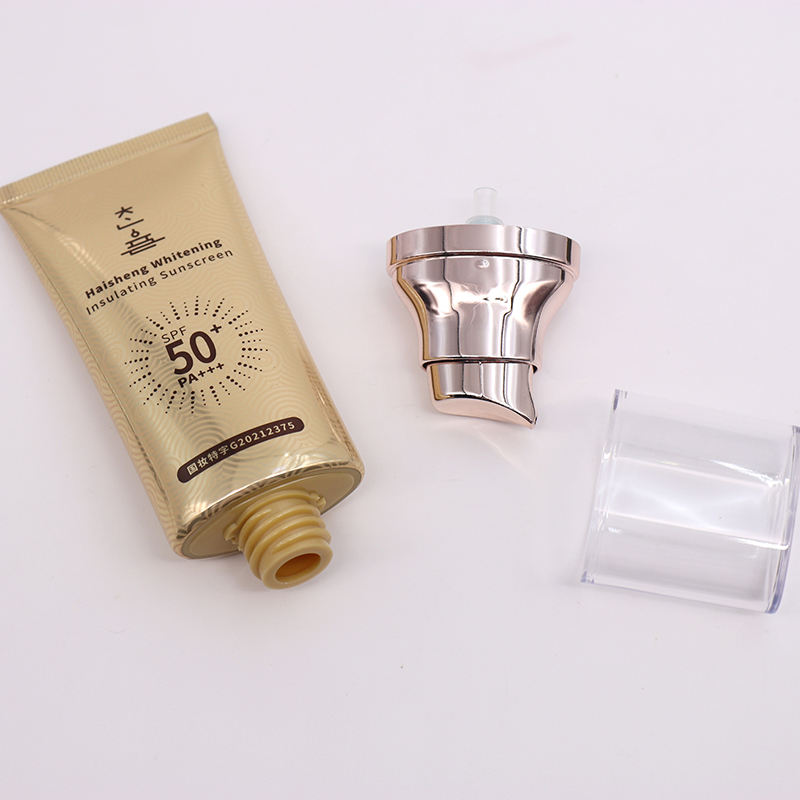 Tube laminé OEM haute brillance 50ml ABL/PBL, pompe sans air ovale plate, sérigraphie, crème pour le visage BB, emballage de Tube de Base de maquillage