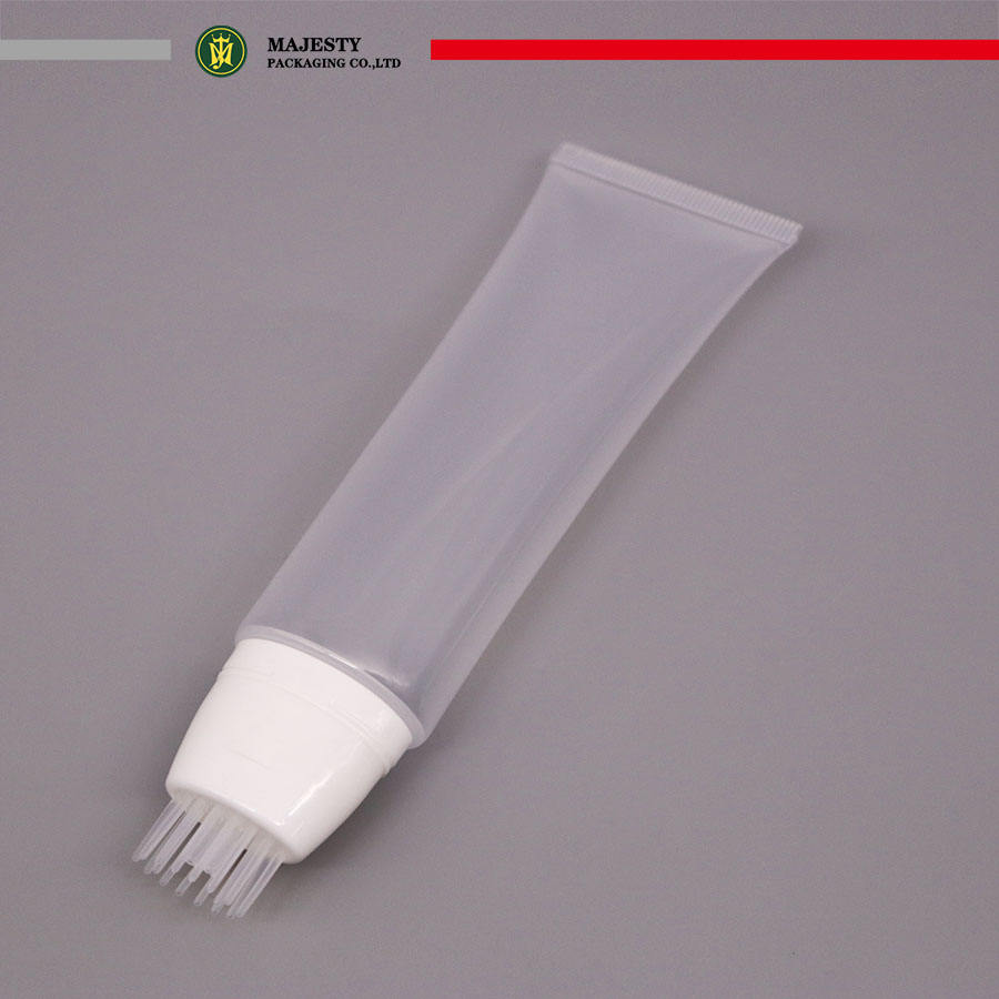 Tube de shampoing vide personnalisé pour teinture capillaire, Tubes transparents à presser pour teinture capillaire, applicateur de brosse en Silicone avec Massage de la tête