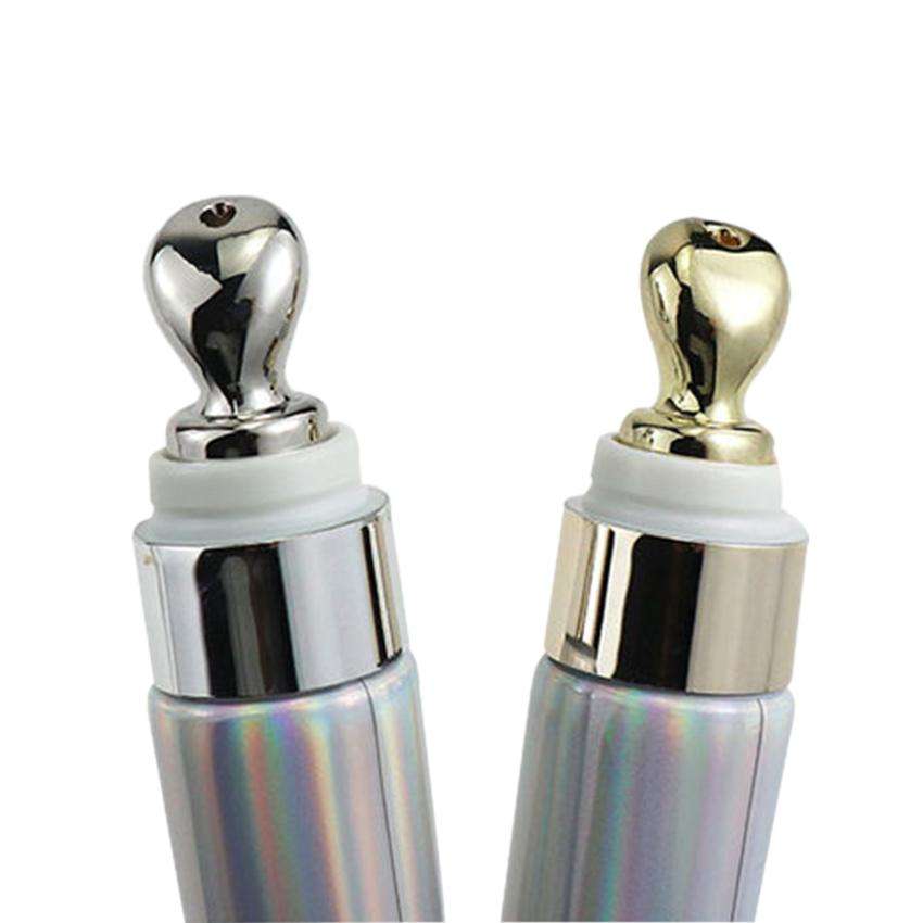 Tube de crème pour les yeux avec applicateur de Massage en métal argenté, Tube souple en plastique et aluminium ABL de 10ml 25ml 30ml