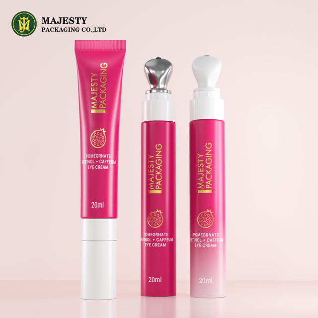 Tube de crème pour les yeux électriques à 15 ml de 15 ml avec tube d'emballage cosmétique de couleur rose applicateur en métal