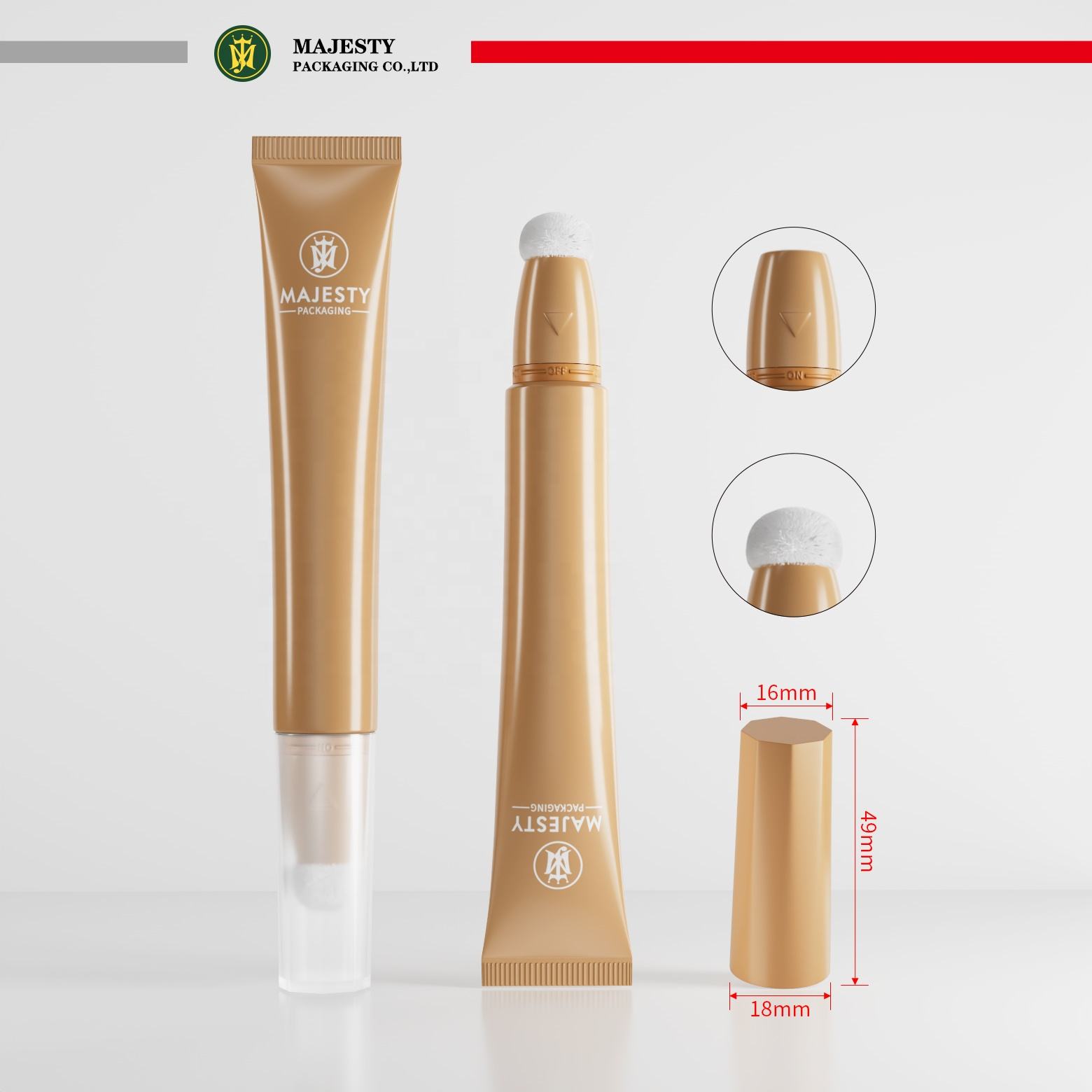 Tube cosmétique en plastique PE avec tête de Massage à bille en acier inoxydable, applicateur de brosse pour brillant à lèvres et lotion, emballage cosmétique