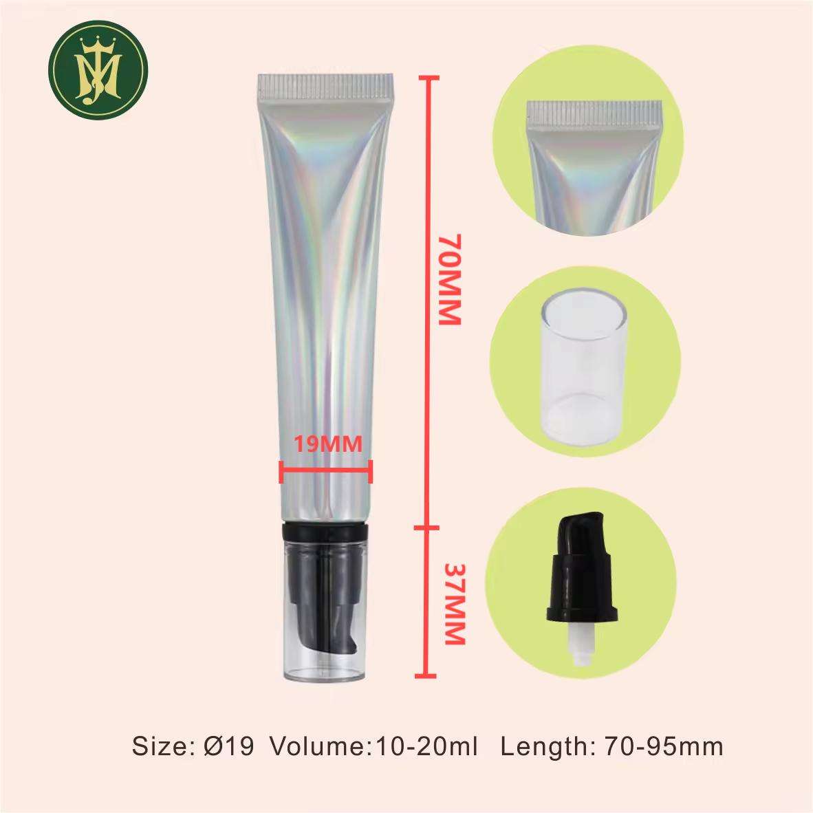 Tête de pompe à Tube à presser ABL souple, Laser argent personnalisé, 10ml 15ml 20ml, pour cosmétiques, crème pour les yeux, Tube de protection solaire