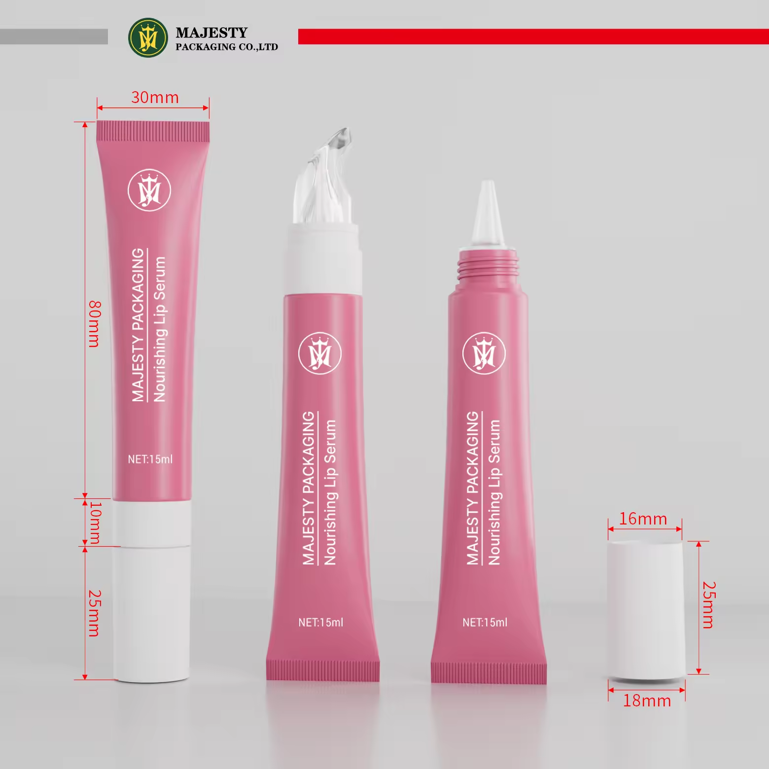Tube de rouge à lèvres et de brillant à lèvres en PP souple personnalisé, avec applicateur et compte-gouttes en plastique à bouchon à vis, pour cosmétiques
