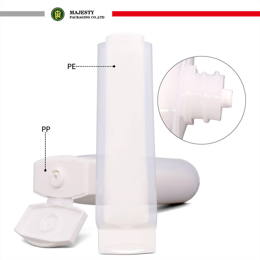 Tube double double phase personnalisé à capuchon rabattable, tube cosmétique en plastique de 100ml pour soins de la peau, lotion pour le corps, double pression pour plus de commodité