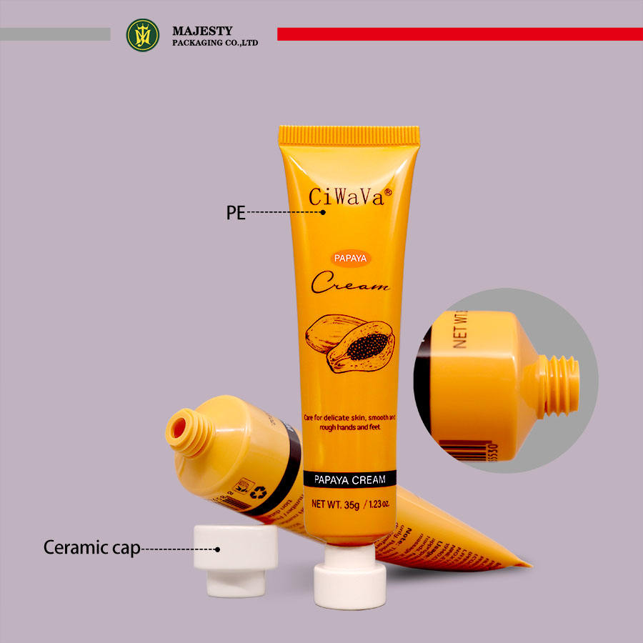 OEM ODM personnalisé 35 ml bouchon à vis en céramique tube vide en plastique soins de la peau rondelle de visage presser le tube cosmétique pour lotion pour le corps