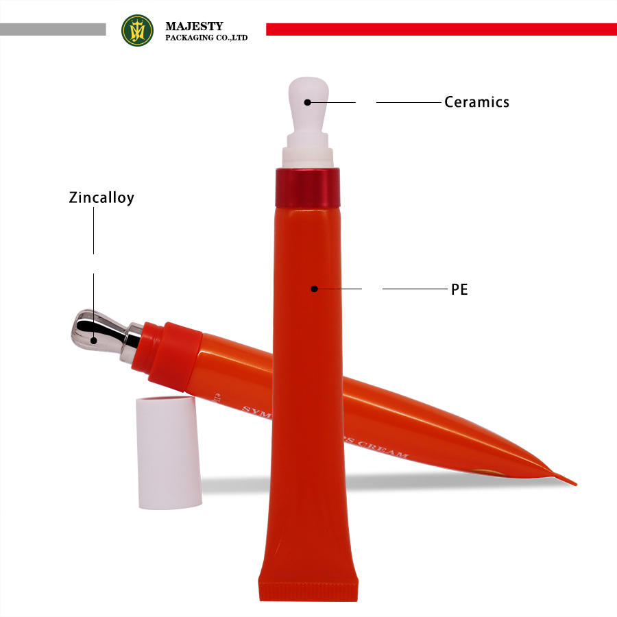 Emballage de Tube cosmétique en plastique vide, Tube de baume à lèvres pour crème pour les yeux, applicateur de Massage en céramique ou en alliage de Zinc, emballage de Tube de soins de la peau