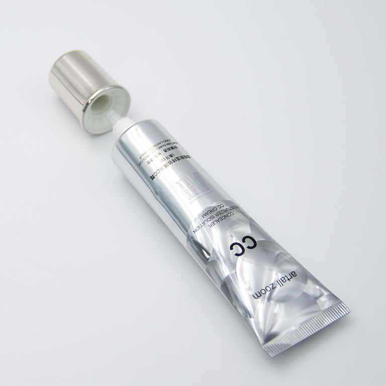 Tube à presser en plastique souple personnalisé de 19mm, matériau ABL, conteneur de crème solaire BB, Tube vide argenté imprimé au Laser, cosmétiques