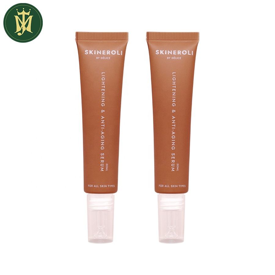Tubes en plastique PETG transparents personnalisés de 10 à 30ml, avec couvercle anti-goutte à longue bouche, impression Offset pour Essence de crème cosmétique pour les yeux