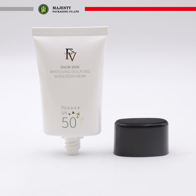 Tubes en plastique PE ovales plats personnalisés de 30 ml et 50 ml pour crème solaire et fond de teint BB avec bouchon à vis, emballage pour cosmétiques