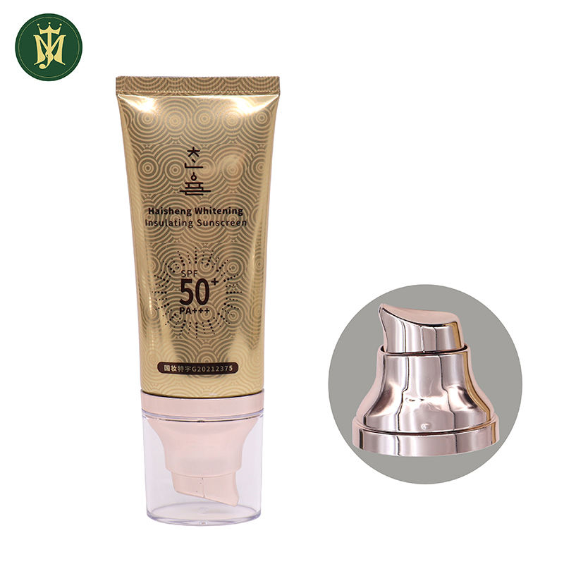Tube laminé OEM haute brillance 50ml ABL/PBL, pompe sans air ovale plate, sérigraphie, crème pour le visage BB, emballage de Tube de Base de maquillage