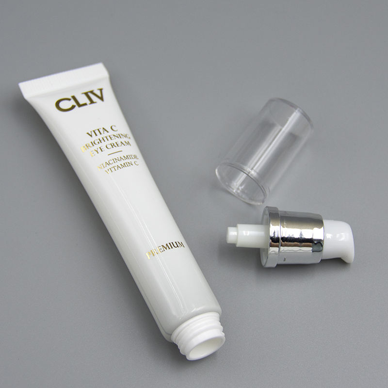 Tube d'emballage de crème essentielle PE souple personnalisé, tête de pompe sans air pour crème solaire pour le visage et les yeux, liquide de fond de teint BB CC