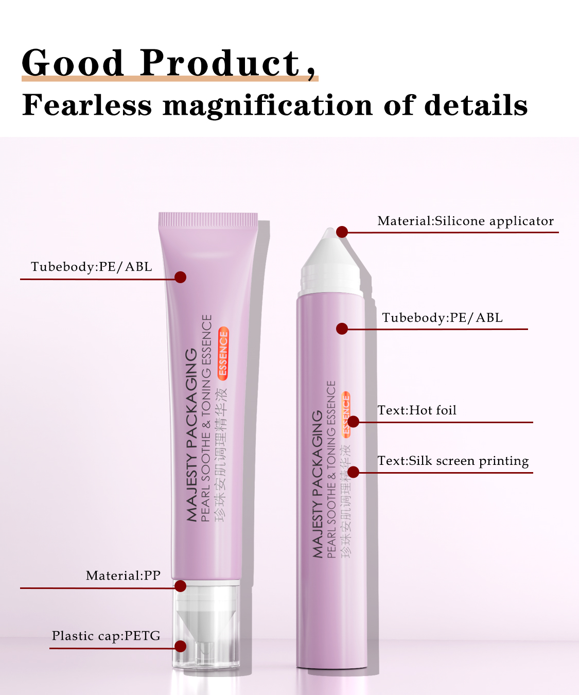 Emballage de tube cosmétique en plastique personnalisé pour le rouge à lèvres avec applicateur pointu de silicone