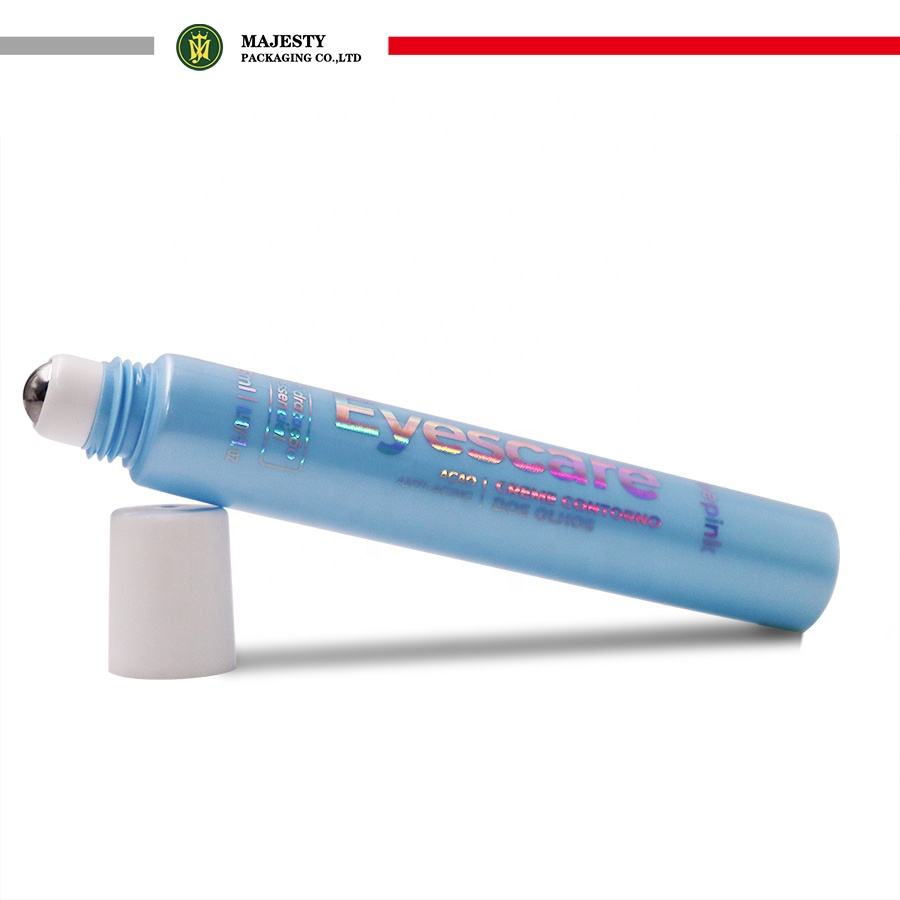 Applicateur de boule à rouleau personnalisé, crème pour les yeux, Tube PP cosmétique, Laser, Logo argenté, boule de Massage, Tube souple pressé
