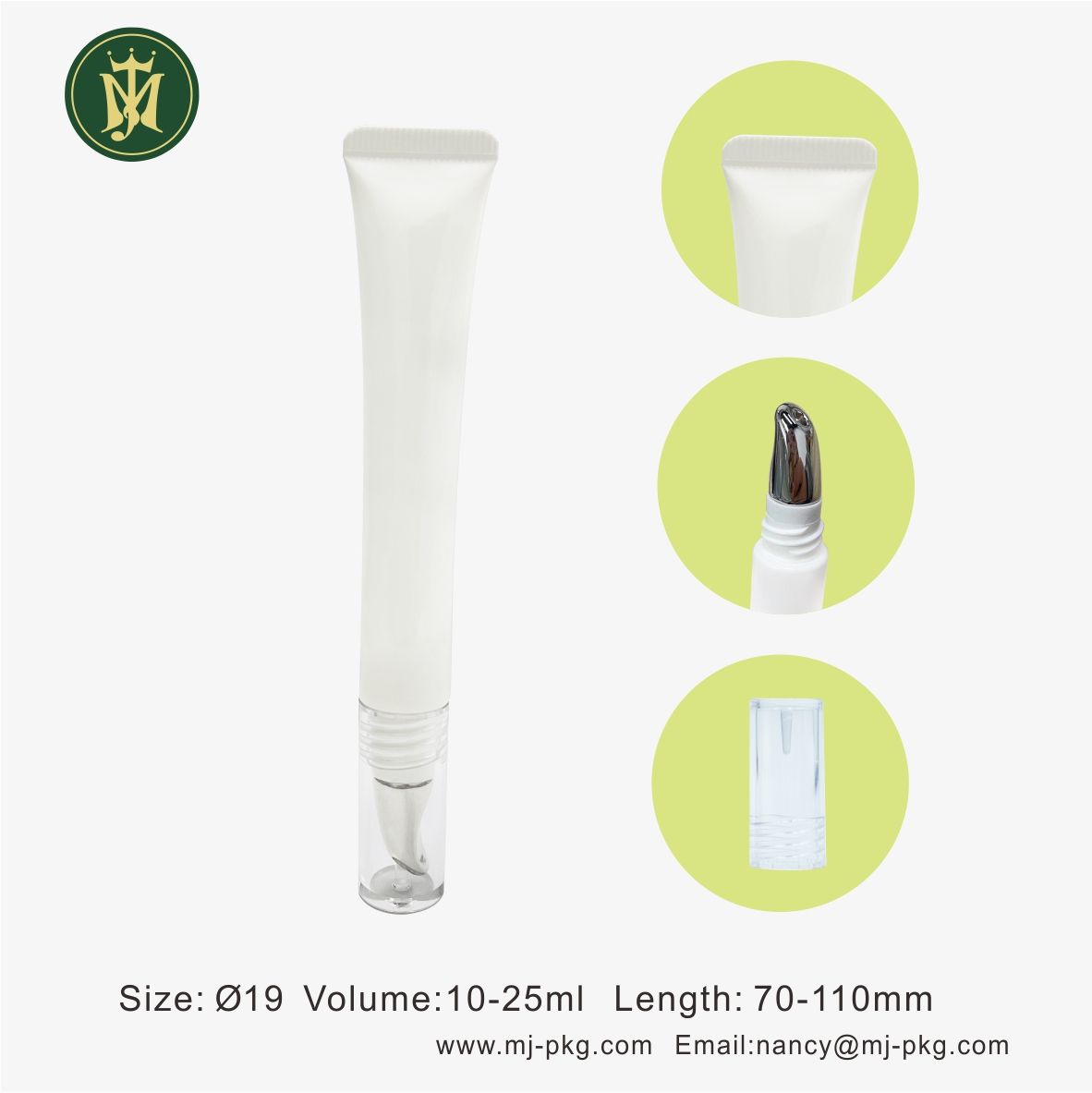 Emballage de Tube de crème pour les yeux en plastique avec applicateur en alliage de Zinc, emballage de soins cosmétiques en plastique, Tube personnalisé de 10ml 15ml 30ml