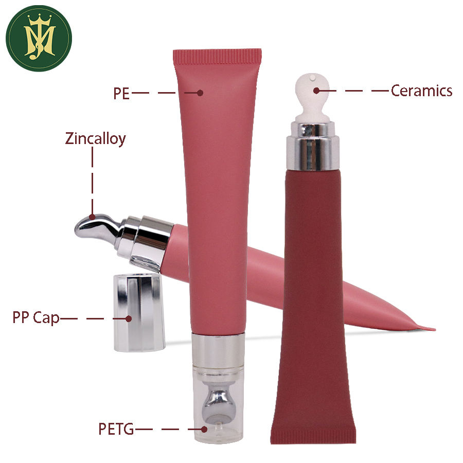 Tube de crème pour les yeux, Tube de brillant à lèvres à compression douce, diamètre de 19mm, applicateur en céramique en alliage de Zinc, capacité de 10 à 30ml, bouchon à vis