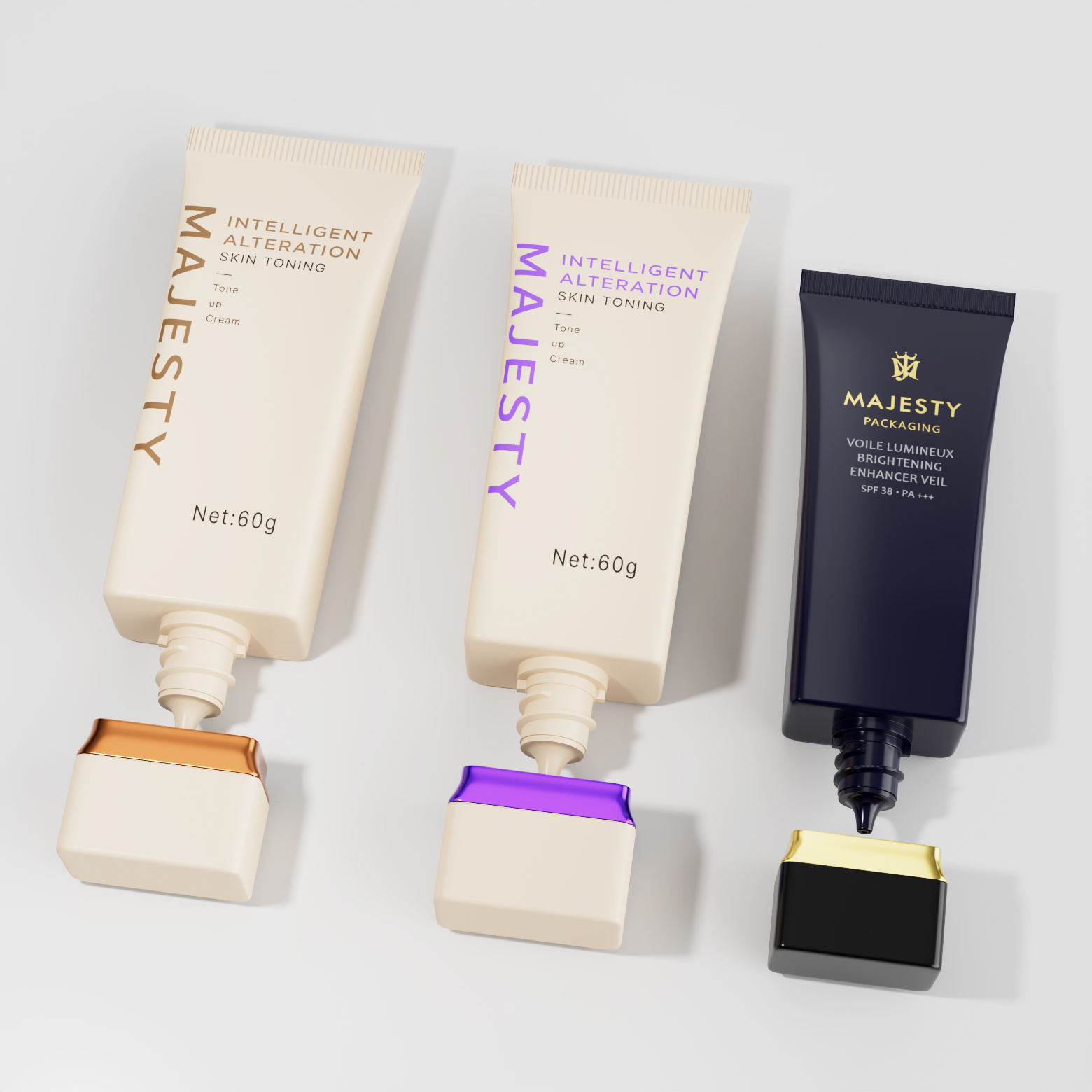 Tube vide en plastique à bouchon carré, Tube rond pour protection solaire, Lotion pour le corps, fond de teint, emballage en plastique pour cosmétiques et soins de la peau, 15ml – 70ml