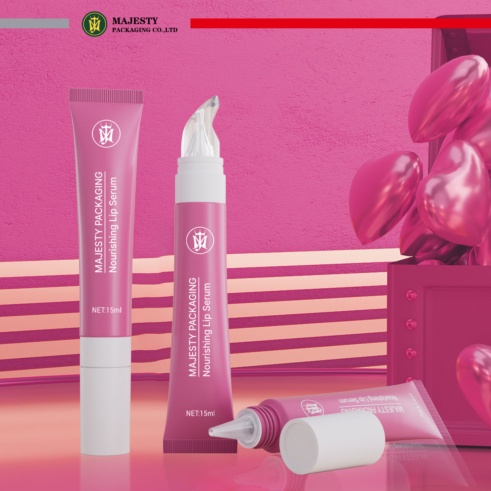 Tube de rouge à lèvres et de brillant à lèvres en PP souple personnalisé, avec applicateur et compte-gouttes en plastique à bouchon à vis, pour cosmétiques