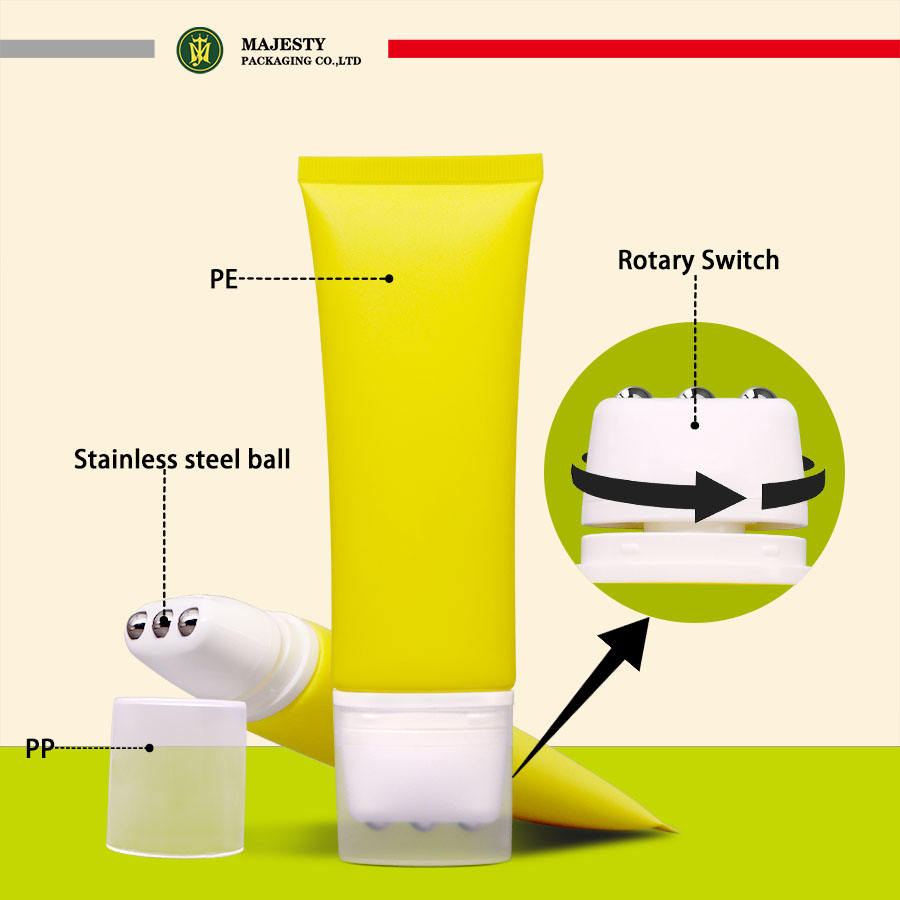 Tube ovale à 3 rouleaux de 100 à 120ml, crème pour le visage personnalisée, crème pour le corps, rouleau à presser, Tube en plastique, emballage cosmétique