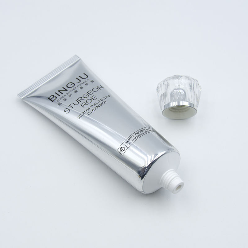 Emballage vide en plastique PE souple imprimé personnalisé de 120ml, estampage à chaud, manipulation de Surface, Lotion nettoyante pour le visage, conteneurs d'emballage