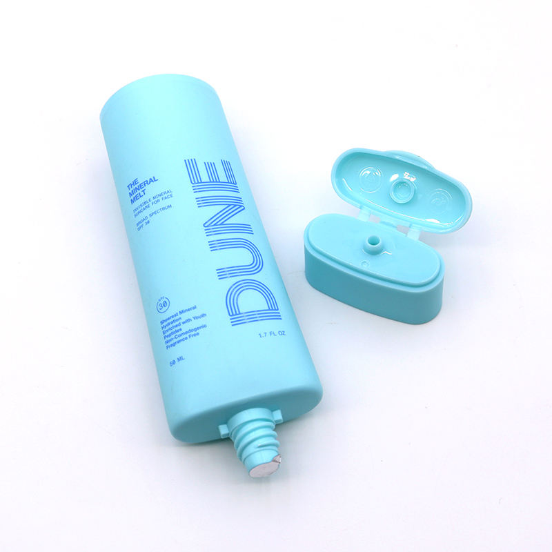 Tubes en plastique PE plats ovales OEM 30 ml 50 ml avec capuchon rabattable pour crème solaire BB crème pour le visage crème cosmétique emballage à presser