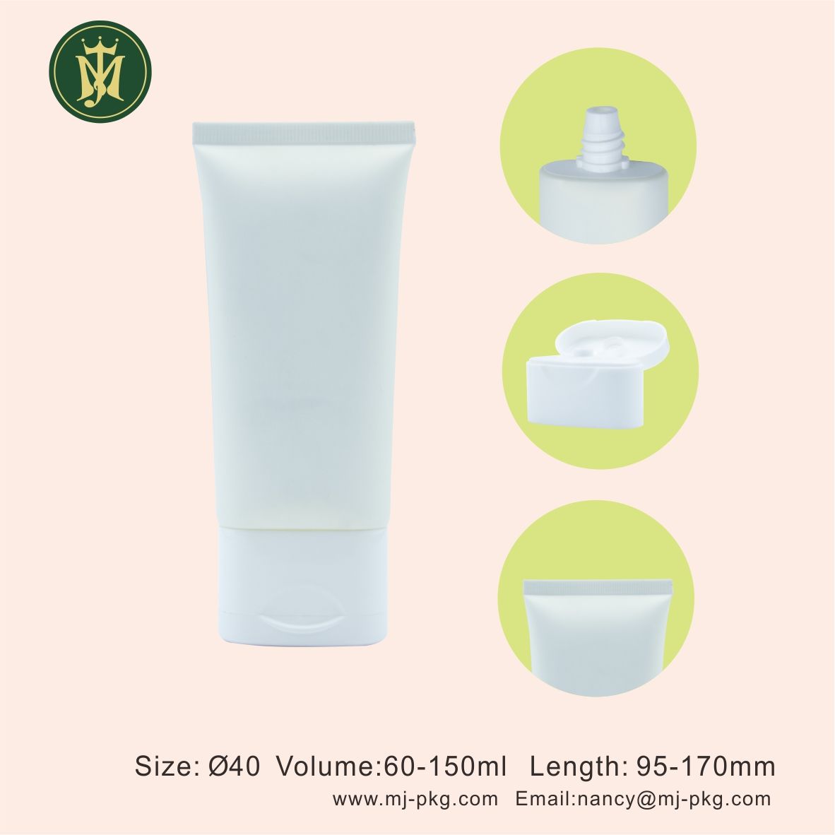 Tube en plastique blanc souple personnalisé pour cosmétiques, vide, couvercle rabattable pour crème pour les yeux, shampoing, crème pour les mains, protection solaire, 60ml, 100ml, 120ml